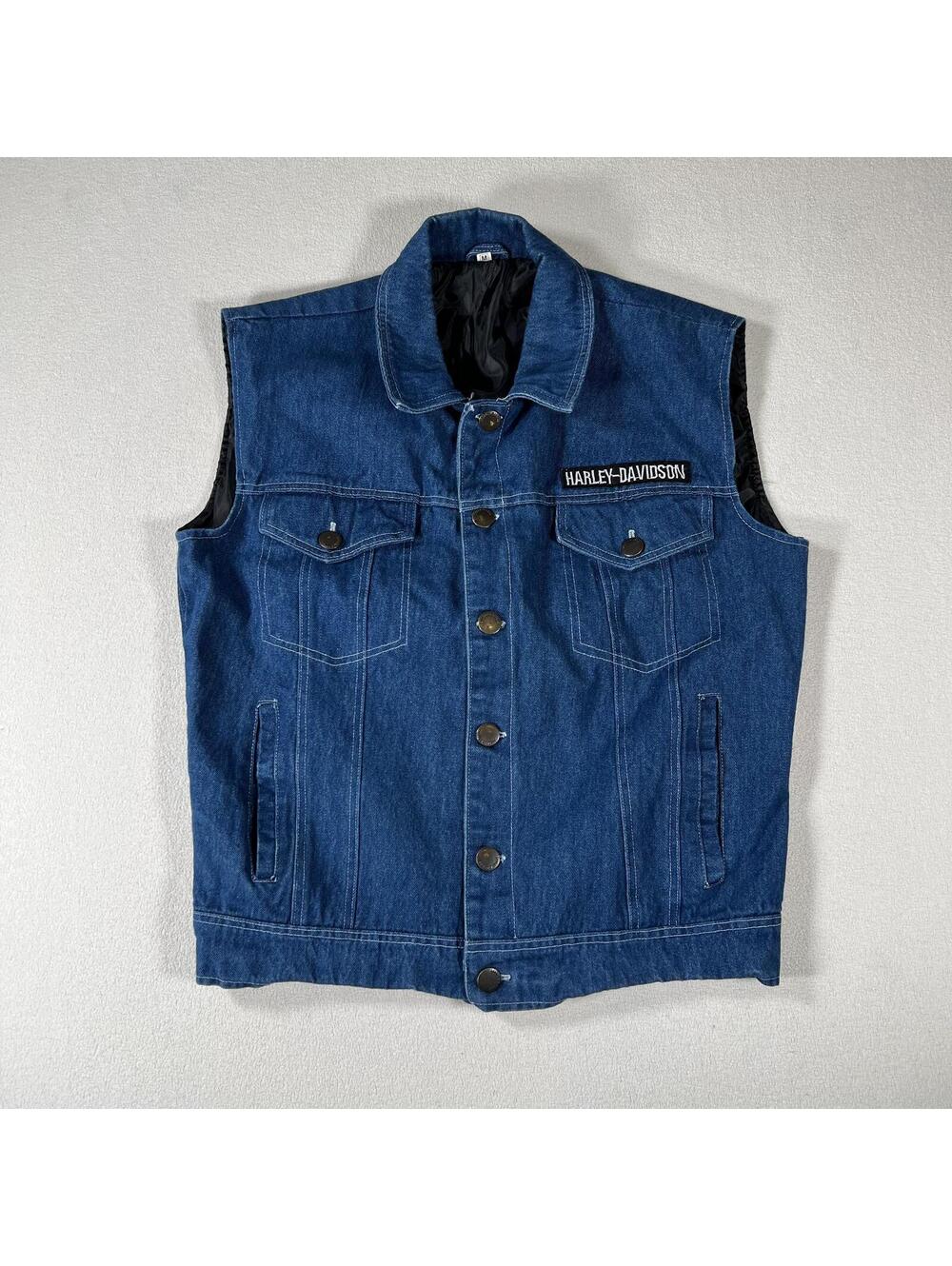 Y2K Harley Davidson Denim Cuttoff Vest